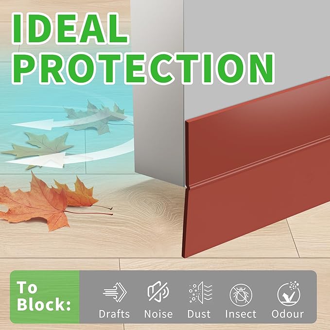 1.0in Brown Weather Stripping Door Seal – Flexible Silicone, Strong Adhesive, Seals Small Gaps for Winter Cold Draft and Wind Protection
