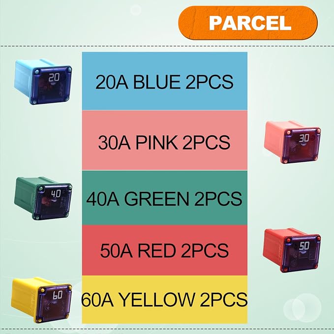 10pcs Jcase Fuse Assortment Automotive Low Profile Box Shaped Micro Cartridge - Image 4