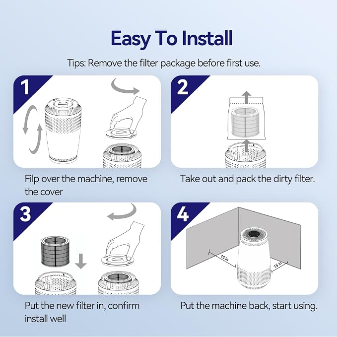 Air Purifiers for Home Bedroom, 3-in-1 HEPA Filter for Pets Dander Dust Pollen - Image 7