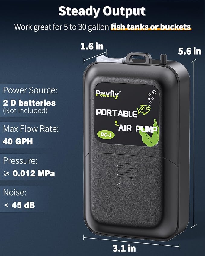 Pawfly Aquarium Battery Air Pump 40 GPH Oxygen Pump - Image 2