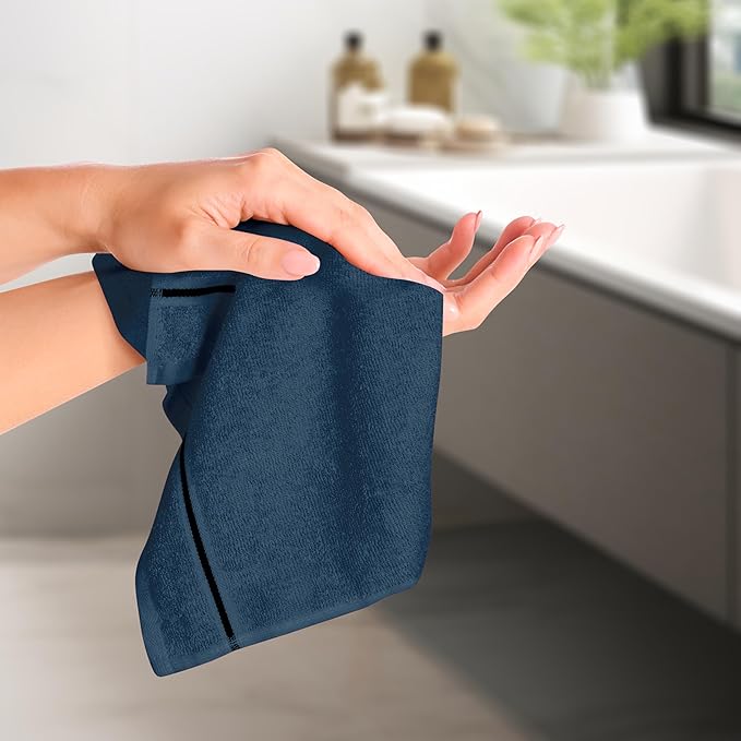 MyOwn Ultra Soft Cotton 6 -Piece Hand Towel Set 16x24 Inch, Ideal for use in Bathroom, Kitchen, Gym, Spa & General Cleaning, Compact & Lightweight Multi Purpose Hand Towels - Mineral Blue