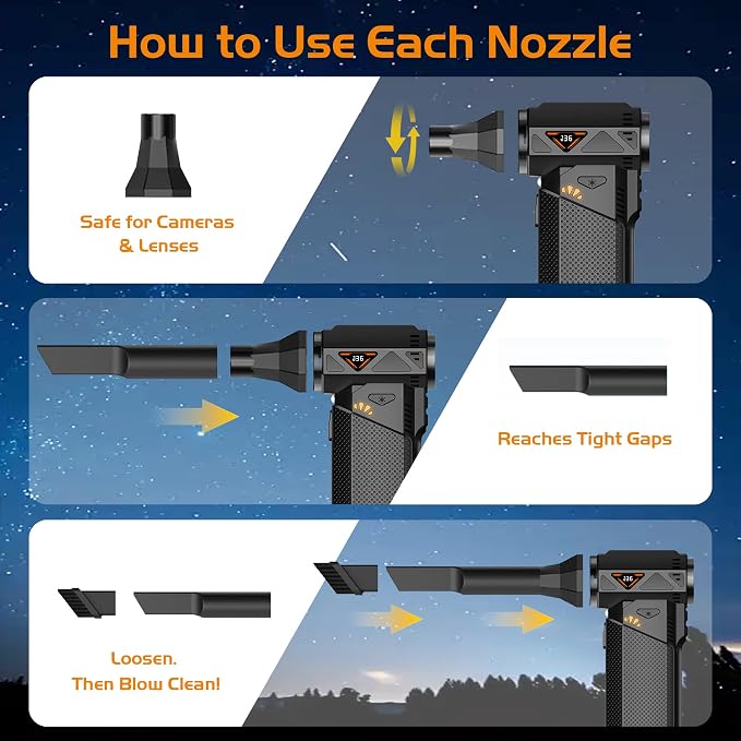 Compressed Air Duster, 2-in-1 Cordless Electric Air Duster & Mini Vacuum - Image 6