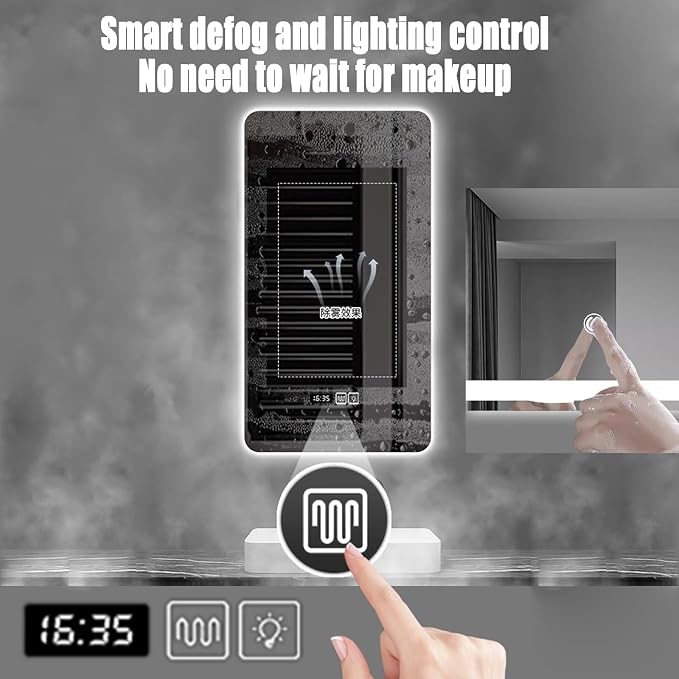 Bathroom Mirror with LED Lights, Backlit Illuminated Bathroom Mirror Wall - Image 6