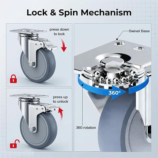 5 Inch Stainless Steel Caster Wheels - Image 5