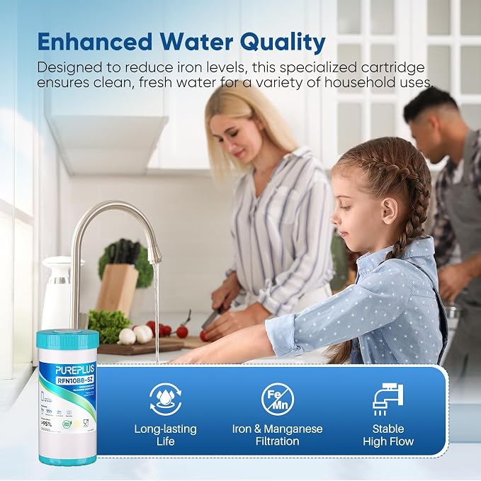 PUREPLUS 10" x 4.5" RFN10BB-SZ Whole House Iron & Manganese Reduce Water Filter - Image 3