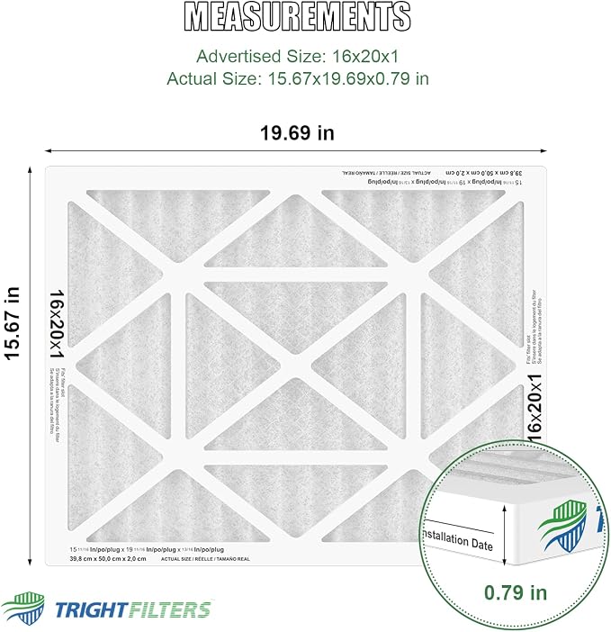 16x20x1 Air Filter 4 Pack, MERV 8 Pleated Dust Defense Air Filters Replacement - Image 2