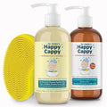 Happy Cappy Medicated and Daily Shampoo and Beanie Brush Bundle - Baby Dandruff Shampoo, Cradle Cap Brush for Babies, Toddlers, Helps Cradle Cap and Seborrheic Dermatitis, Fragrance-Free - 3 Pieces
