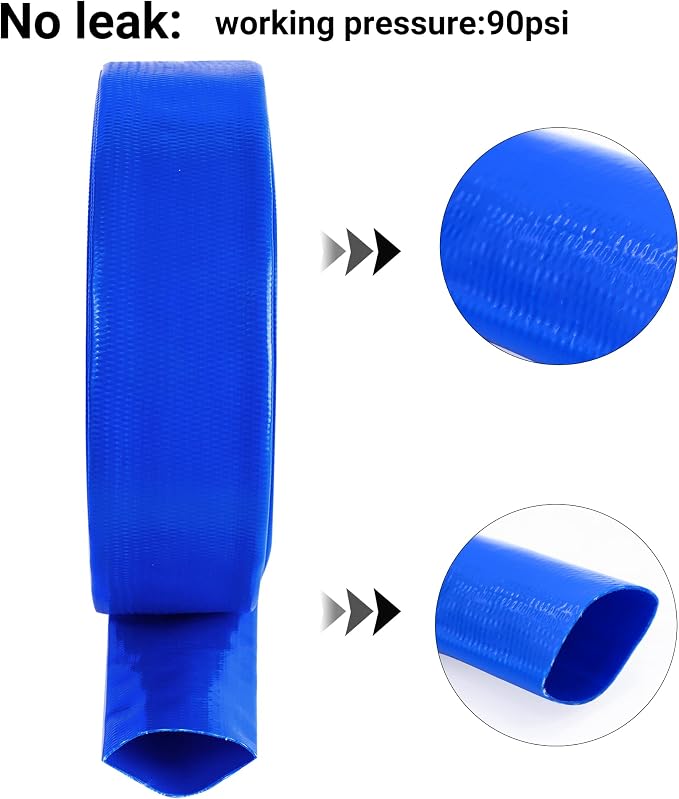 2" x 50 FT Pool Backwash Hose Blue Heavy Duty Reinforced PVC Lay Flat Water - Image 4