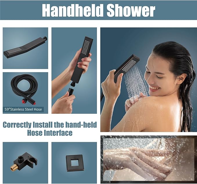 Aolemi Shower Faucet Set Rain Shower System with Handheld Spray Bathroom Shower Combo Rough-in Valve and Shower Trim Kit Included Oil Rubbed Bronze 12 Inch Wall Mount Shower Head