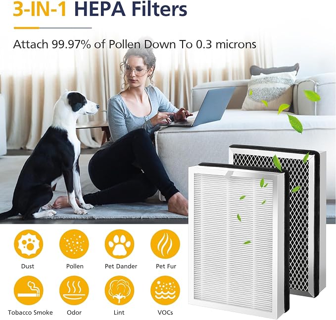 25 Replacement Filter for 25 Air Purifier S1/W1/B1, 3-in-1 True HEPA Activated - Image 6