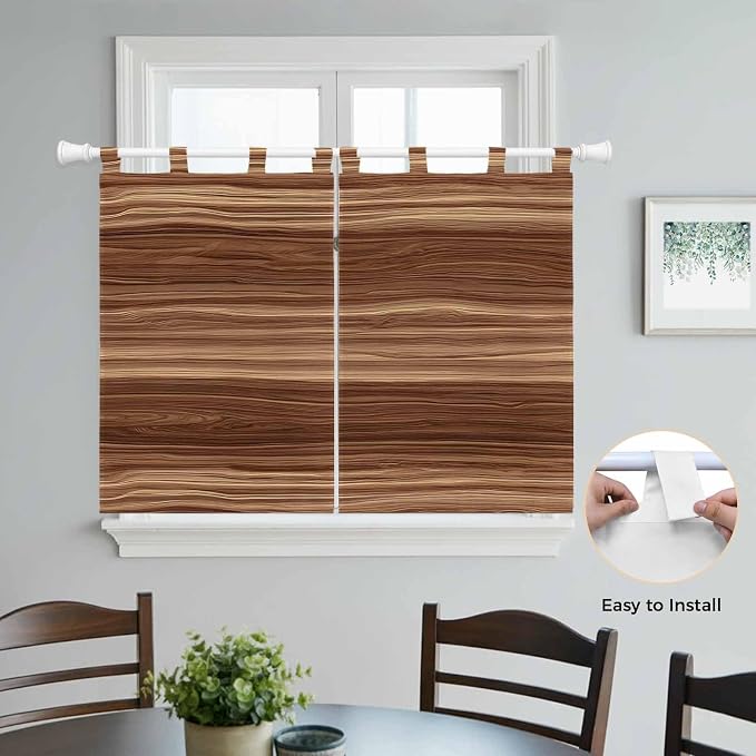 Brown Western Bedroom Curtains 63 Inch Length, Window Curtains Tab Top - Image 4