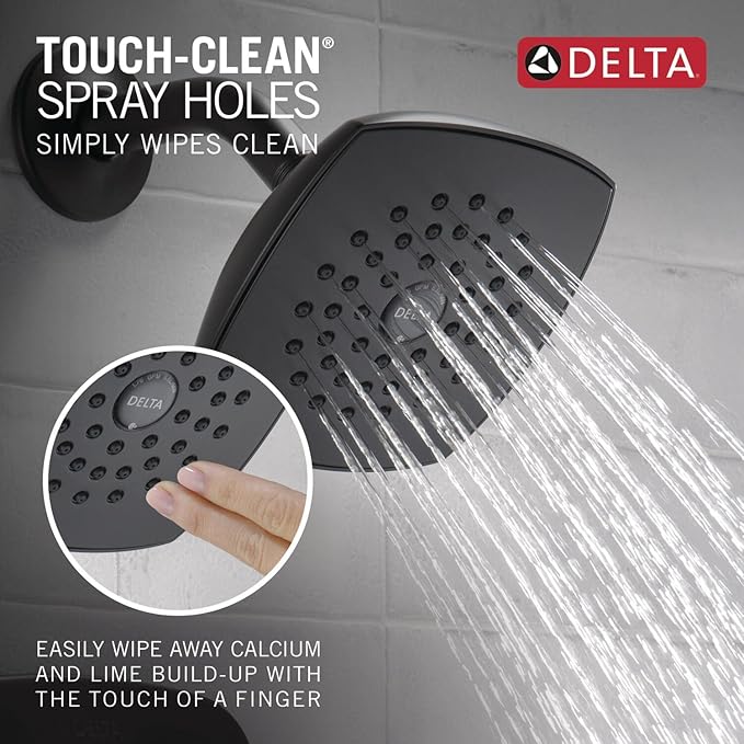 Delta Modern 14 Series Shower Faucet Set, Matte Black Shower Head and Handle Set, Valve Trim Kit, Matte Black T142339-BL-PP (Valve Not Included)