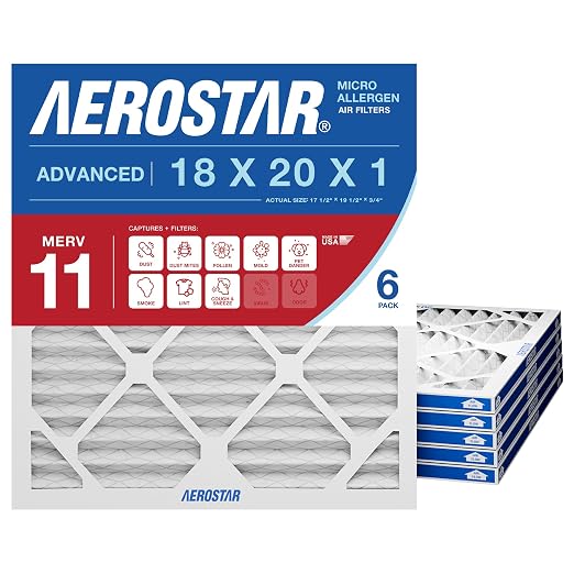 Aerostar 18x20x1 MERV 11 Air Filter, ACTUAL SIZE, Air Conditioning & Furnace by AirFiltersDelivered