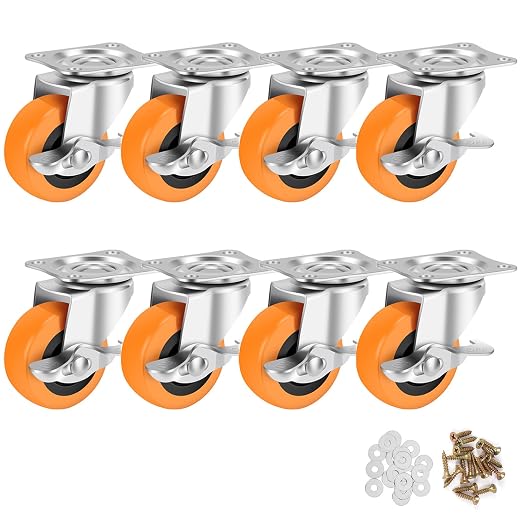2.5 Inch Caster Wheels, Casters Set of 8, Heavy Duty Caster by BOSGEOT