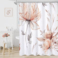 Long Boho Watercolor Floral Shower Curtain 72 x 78, Orange and Grey Ink Painting Style Flower Shower Curtains for Chic Elegant Bathroom, Artistic 78 Inch Long Fabric Shower Curtain