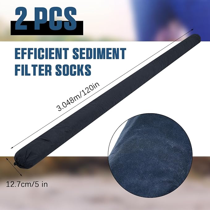 2 Pcs Sediment Filter Erosion Control Blanket Silt Fence Sock - Image 2