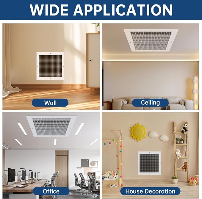 Return Air Grille Fits 20'' x 20'' Duct Opening, Aluminum Eggcrate Return - Image 7