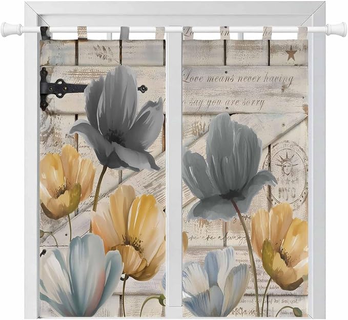 Spring Tulips Flower Bedroom Curtains 72 Inch Length, Window Curtains Tab Top by Unknown