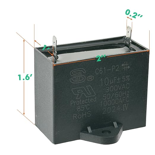 C61-P2 Capacitor 10uF 300VAC 50/60Hz 10000AFC - Image 2