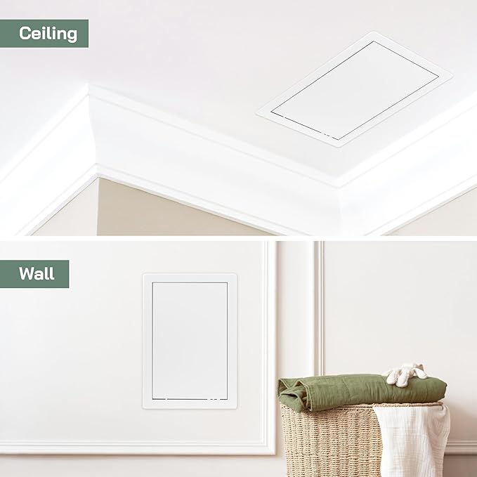 Vent Systems White ABS Plastic Access Panel 8 x 12 Inch - Access Panel with Door for Drywall, Wall and Ceiling Electrical and Plumbing Service Wall Hole Cover - Exterior Dimensions 8.7x12.7 Inches