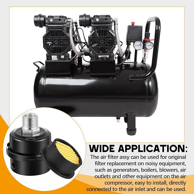 4 Pack Air Compressor Silencer, 1/2'' Air Compressor Intake Filter Silencer and - Image 6