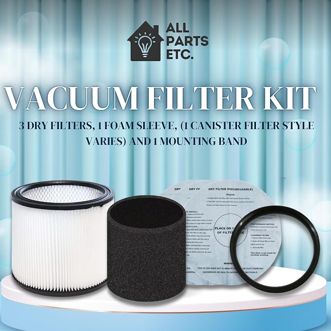 Vacuum Canister Filter Set for Wet/Dry Shop Vacuums – Includes Canister Filter - Image 5