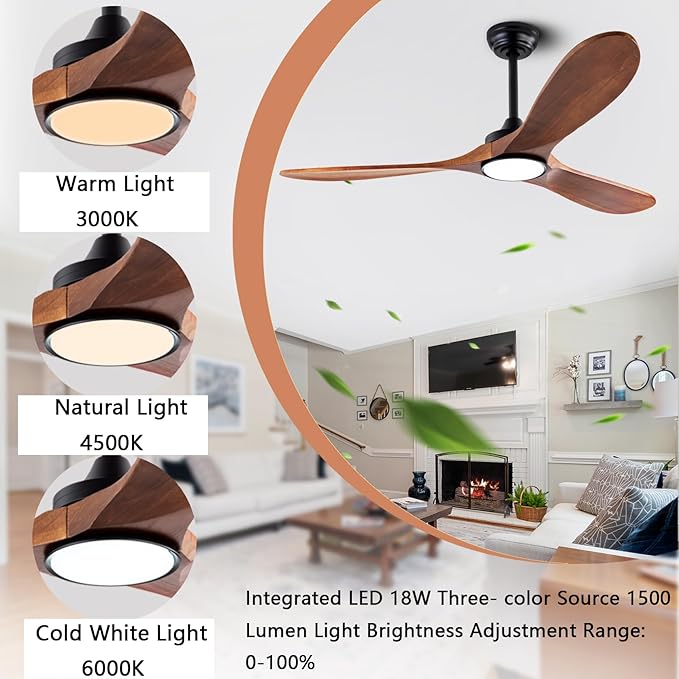 QUTWOB 42" Wood Ceiling Fans - Image 5