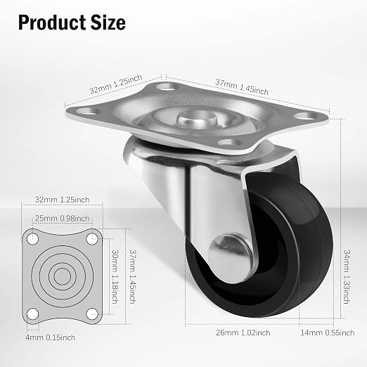 Low Profile Plastics Casters Wheels - Image 2