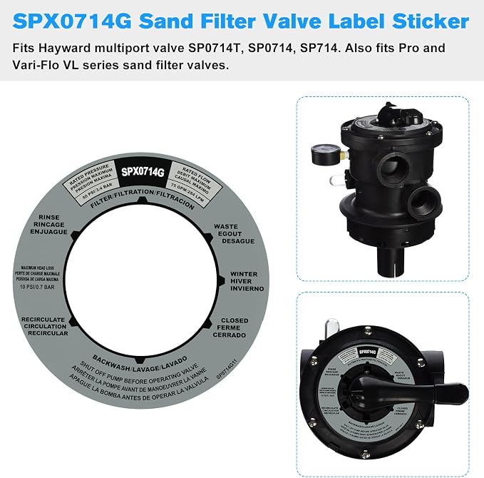 SPX0714G Pool Filter Label Sticker Replacement Hayward Sand Filter Sticker - Image 6