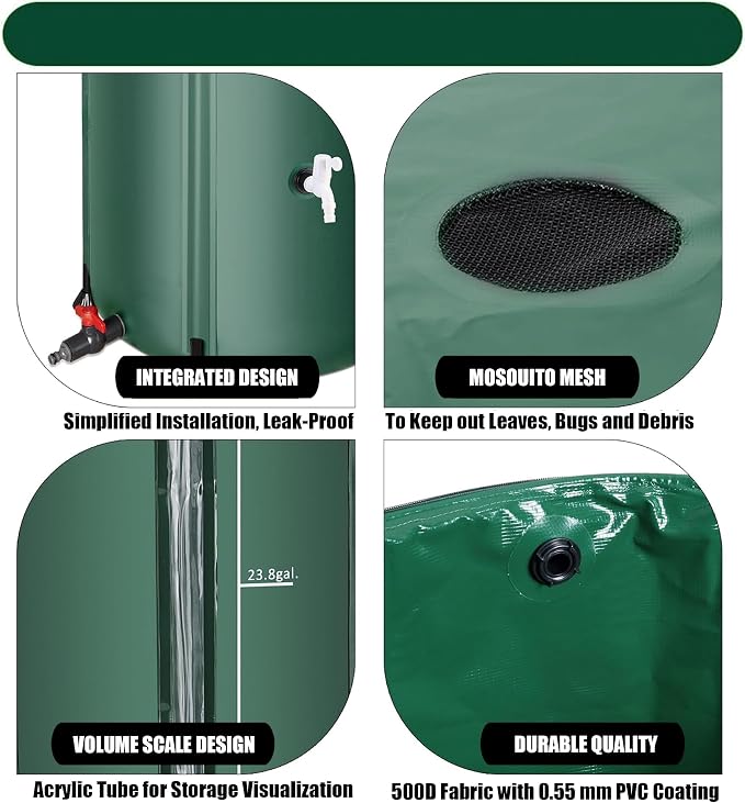 THUNDERBAY 53 Gallon Collapsible Rain Barrel, Portable Rain Barrels to Collect - Image 6