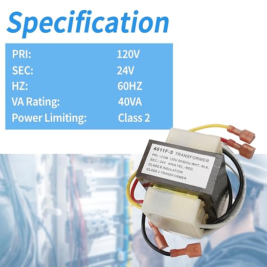 46-24124-06 Rheem Furnace 40VA 24V/120V HVAC Transformer - Image 3