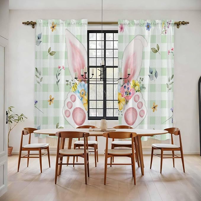 Easter Window Curtains 72 Inch Long 2 Panel Set, Rod Pocket Long Curtains & by Unknown