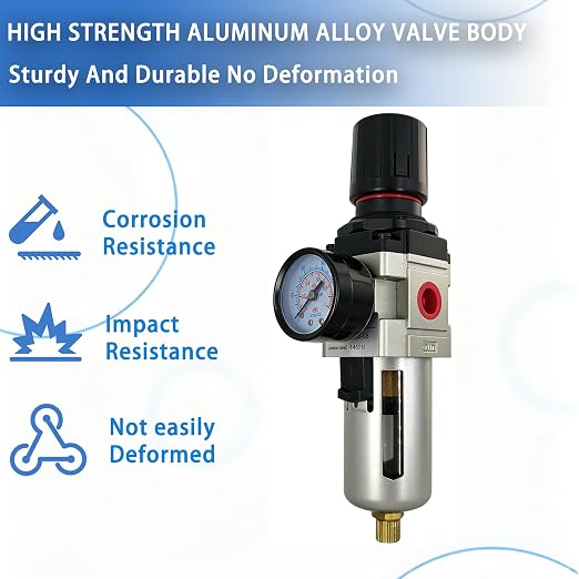 HengMinLingTong 3/8" NPT Compressed Air Filter Regulator Combo Piggyback - Image 4
