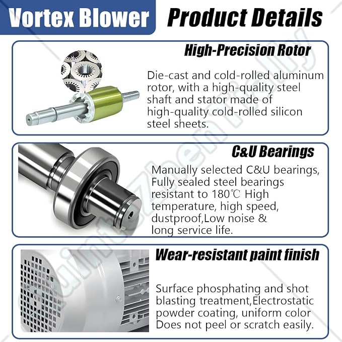 Vortex Ring Regenerative Blower, Single Phase High-Pressure Industrial Vacuum - Image 7