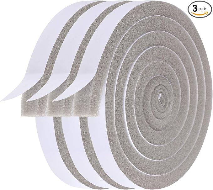 Foam Weather Stripping-3 Rolls, 1/2 Inch Wide X 1/2 Inch Thick Total 20 Feet by Futuwi