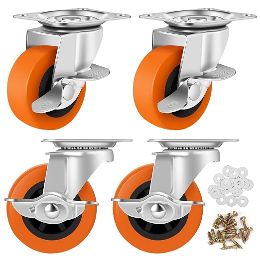 Caster Wheels, 3 Inch Casters Set of 4, Heavy Duty Caster by BOSGEOT