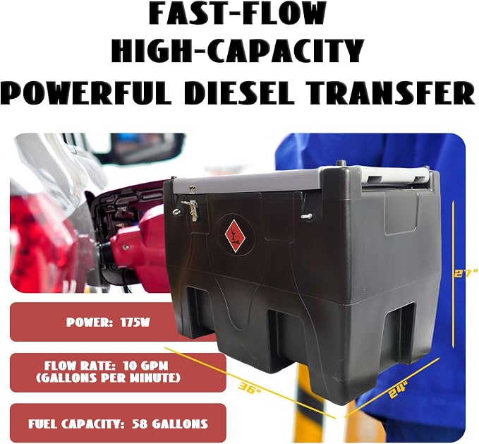Portable Fuel Storage 58 Gallon Diesel Only Heavy-Duty PE Transfer Tank - Image 3