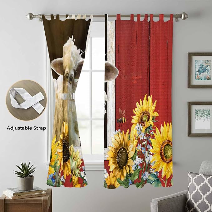 Sheep Flowers Living Room Curtains 96 Inch Length, Window Curtains Tab Top - Image 5