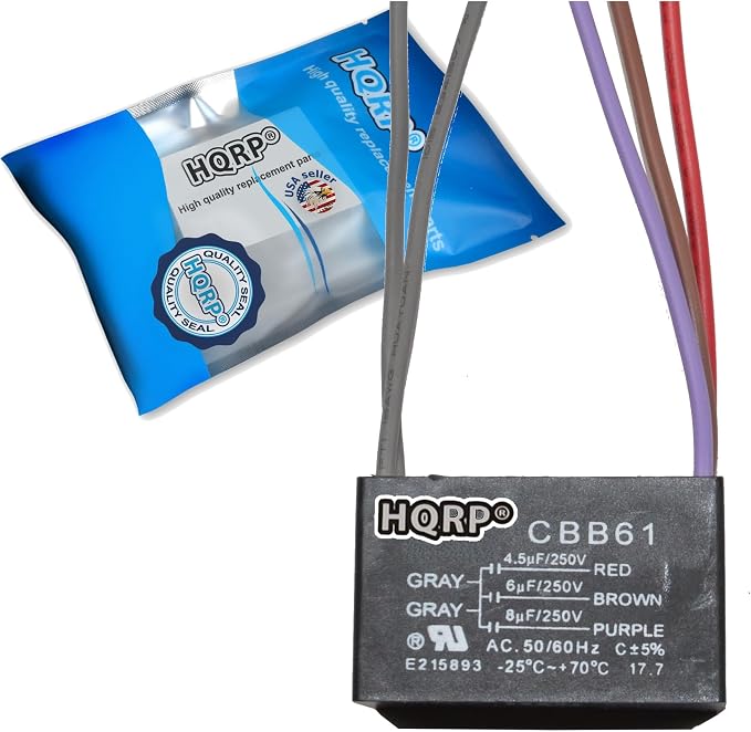 HQRP Capacitor сompatible with Harbor Breeze Ceiling Fan 4.5uf+6uf+8uf 5-Wire - Image 2