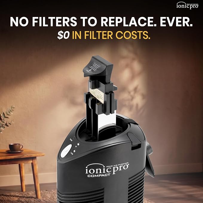 Ionic Pro Compact Air Purifier Tower, Never Replace Filters, Quiet Negative Ion - Image 4
