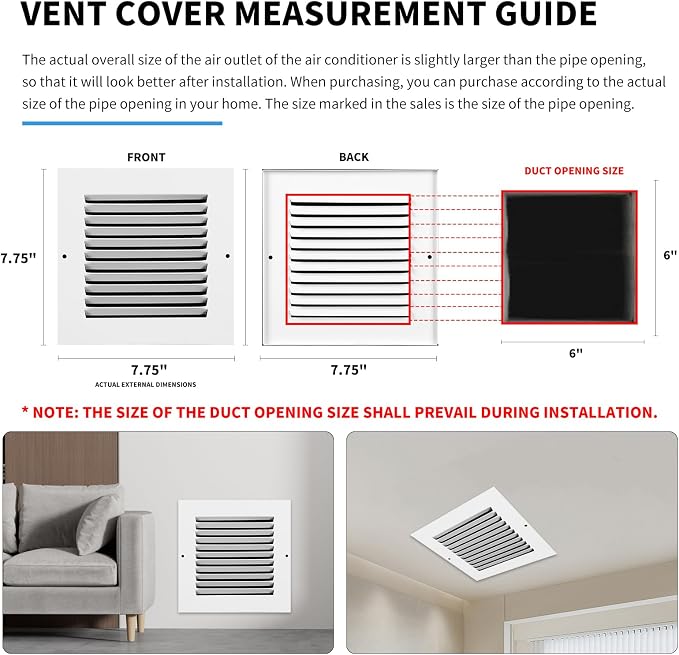 6x6 Vent Cover, Air Return Vent Cover, Flat Vent Cover, Rejillas De Aire - Image 4