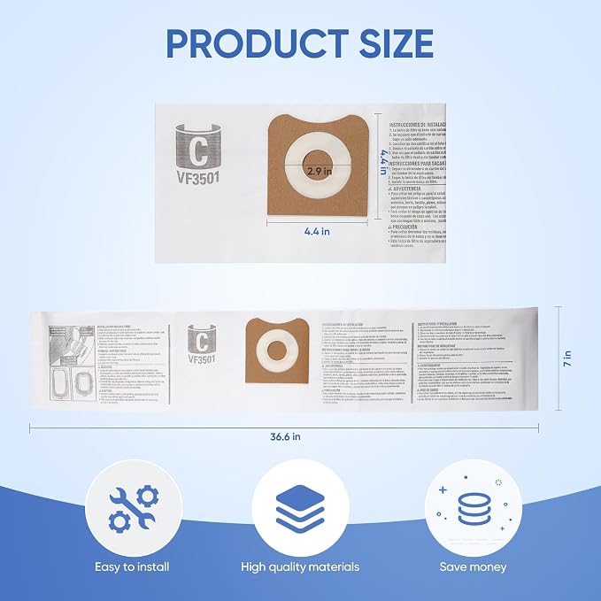 12 Pack 23738 VF3501 Size C Filter Bags Compatible - Image 3