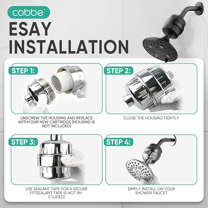 Cobbe HD HEAVY DUTY High Output Shower Filter 2 Pack – 99% REMOVAL Shower Head - Image 9
