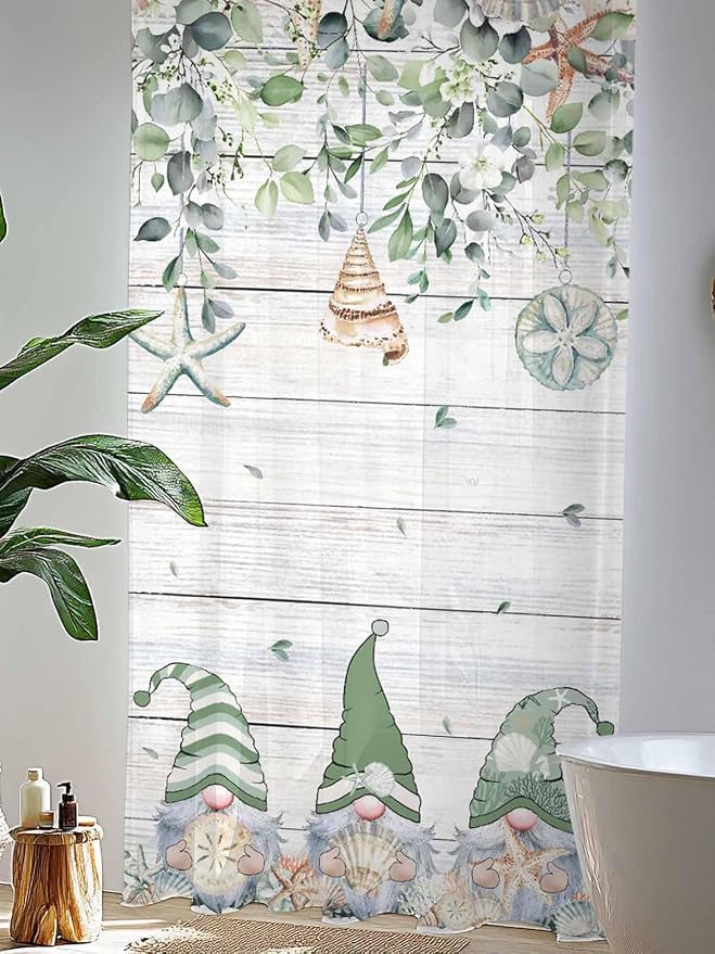Sheer Curtains 84 Inches Long, Coastal Eucalyptus Leaf Semi Sheer Curtains - Image 4