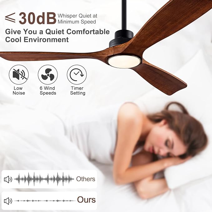 QUTWOB 52" Wood Ceiling Fan - Image 3