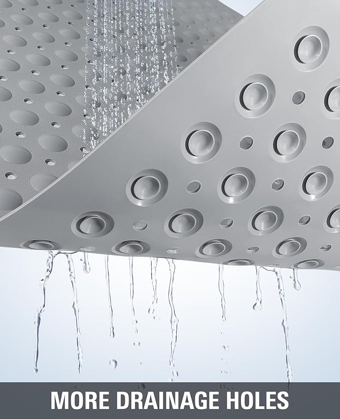 Yolife Extra Large TPE Shower Mat, 47.2" L x 31.5" W Anti Slip Bath Mat with Drain Holes and Suction Cups, Large Size Mat More Suitable for Shower Stall, No Odor, Heavy Mat