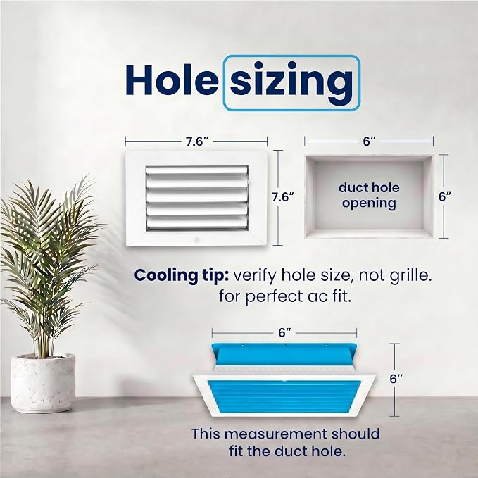 6x6 Aluminum HVAC Vent Cover Wall or Ceiling Register 1-Way Air Flow - Image 3