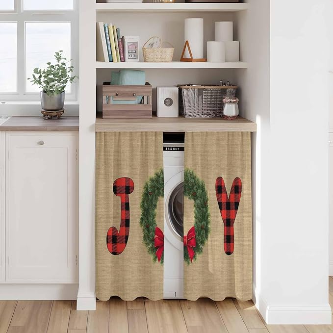 Red Green Christmas Kitchen Tier Curtains 45 Inch Long 2 Panel Set, Rod Pocket - Image 7