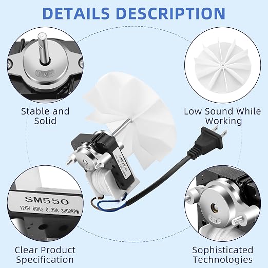 AMI PARTS Bathroom Fan Motor SM550 - Image 3