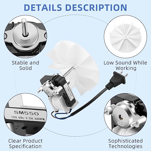 AMI PARTS Universal Bathroom Vent Fan Motor Kit SM550 Electric Motors Fit - Image 3